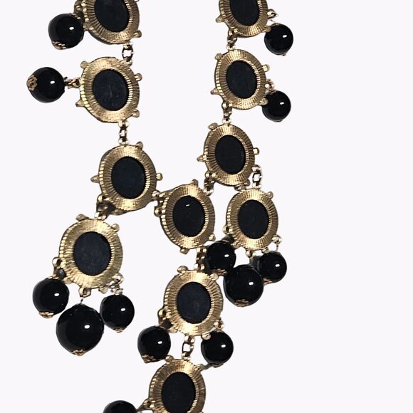 Elegant Black Round Bubble Beaded Chunky Statement Bib Necklace Fashion Jewelry - Picture 4 of 8